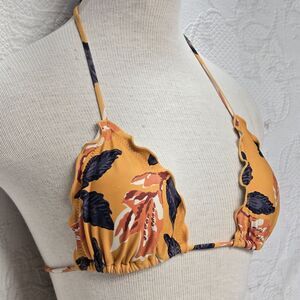 Vix Paula Hermanny Swimwear Orange Ruffle Foliage Bikini Top Women Medium Beach